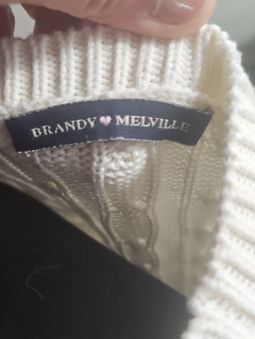 Brandy Melville Cream Cable Knit Crewneck Sweater - Picture 2 of 6